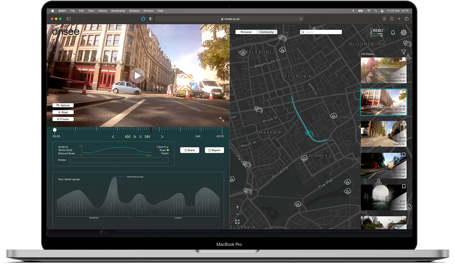 Macbook Pro mockup of the web platform